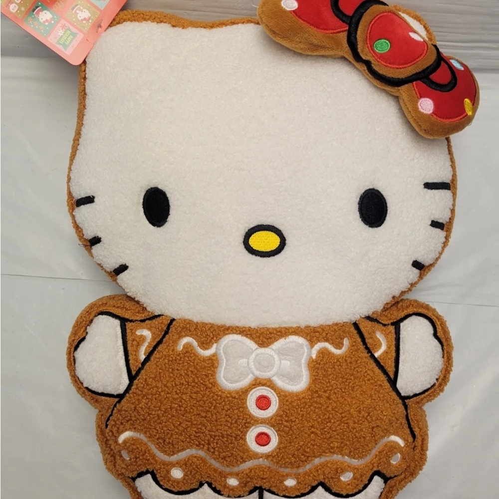 Hello Kitty Christmas Gingerbread Plush Sherpa Pillow NWT HTF